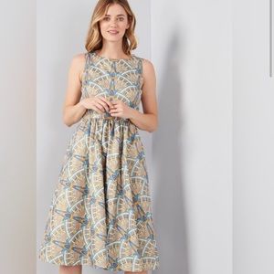 Retrolicious Art Deco Midi Dress with pockets